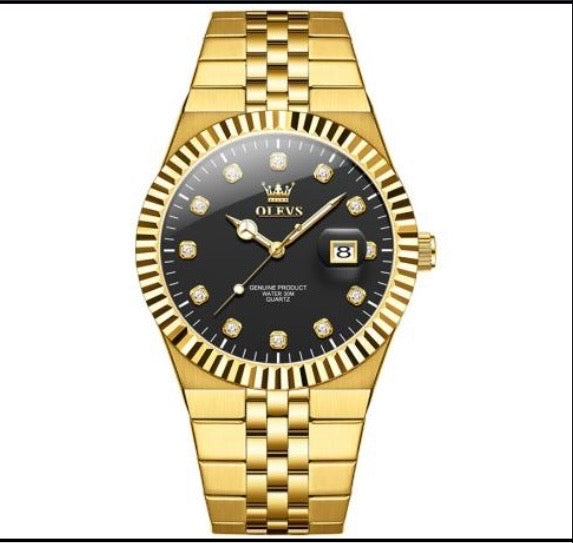 olevs gold watch with black face
