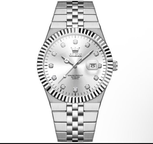 Olevs Silver Watch With Silver Face