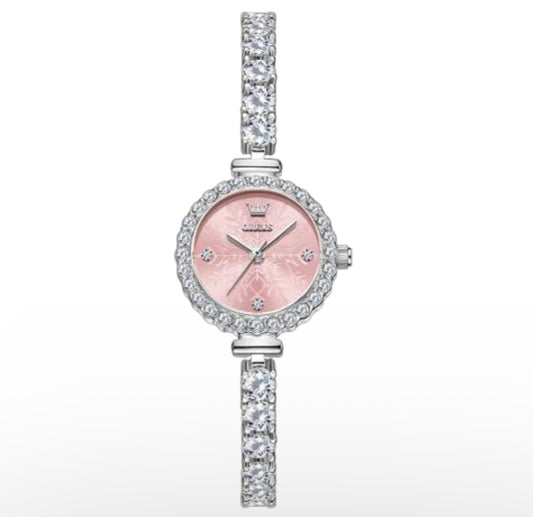 Olevs Crystal-Embellished Bracelet Watch – Blush Pink Dial